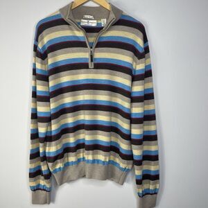 Fairway & Greene Sweater Men's XL 1/4 Zip Italian Merino Wool Golf Stripped